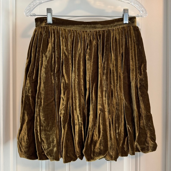 NEW Rebecca Taylor 4 Golden Velvet Mini Skirt ~ Bubble Hem Party Festive - Picture 2 of 8